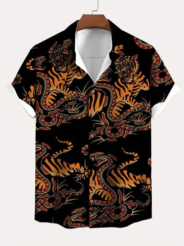 Camisas con estampado animal de estilo chino