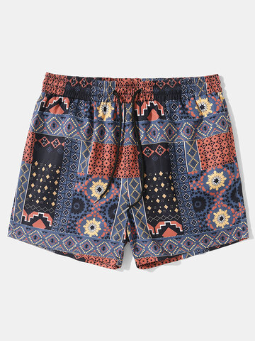 Ethnic Style Spliced Soft Board Shorts