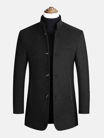 Single-Breasted Woolen Overcoats