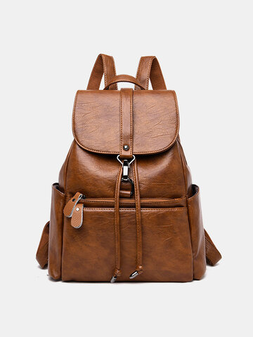 Vintage Anti-Theft Faux Leather Backpack
