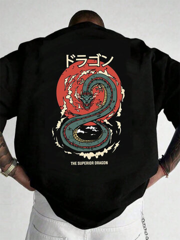 Japanese Dragon Back Print T-Shirts