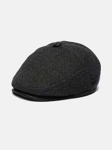 Woolen Beret Caps Velvet Thick Ear Protection Forward Hat