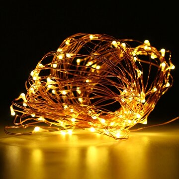 10M 100 LED Copper Wire Fairy String Light Battery Powered Waterproof Party Decor Black Shell