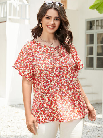 Tie-up Short Sleeves Blouse