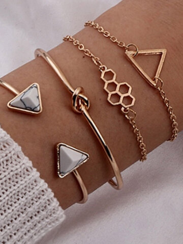 Bracelet multicouche en marbre triangle