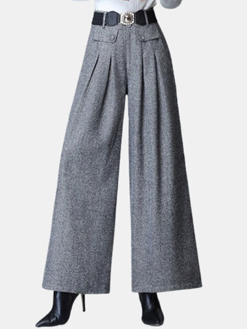 Casual Pleated Wide Leg Pants