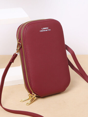 Touch Screen Faux Leather Crossbody Bag