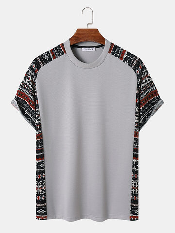 Ethnic Geometric Raglan Sleeve T-Shirts
