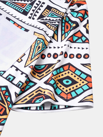 Colorful Geometric Chest Pocket T-Shirts