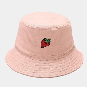 Women & Men Cotton Fruit Embroidery Bucket Hat