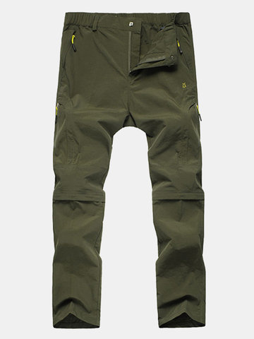 

Mens Spring Summer Outdoor Detachable Sport Pants Elastic Water-repellent Thin Quick-Dry Trouser, Black gray army green khaki