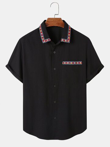Ethnic Pattern Ribbon Detail Shirts