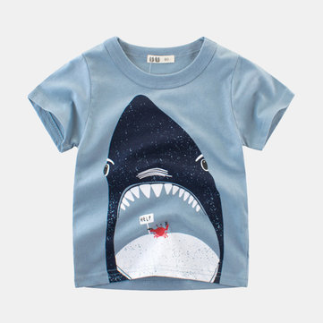 शार्क प्रिंट बॉयज़ टी-शर्ट 2-9Y के लिए