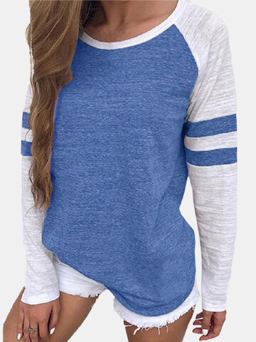 Striped Casual Patchwork T-shirt