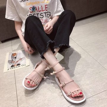 

New Wild Fairy Chic Muffin Platform Sandals Female Season Hong Kong Taste Students Roman Shoes Rhinestones
