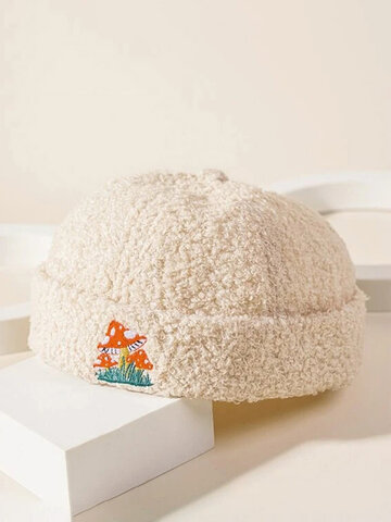 Unisex Mushroom Embroidery Skull Cap