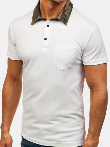 Camo Printed Collar Design Golf Shirt