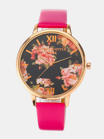 LVPAI Retro Flower Leather Watch