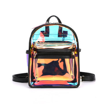 Seasonal Laser Bag Female New Fashion Jelly Transparent Backpack Outdoor Travel Girl Small Backpack