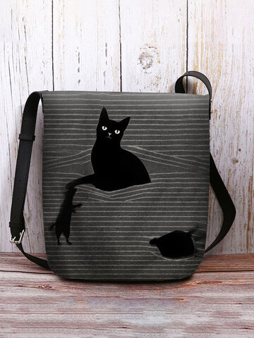 Felt Cat Striped Crossbody Bag Shoulder Bag