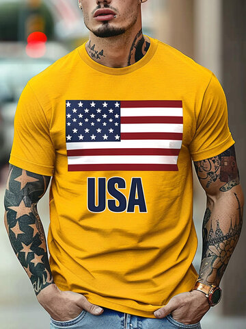 T-shirt con grafica bandiera americana
