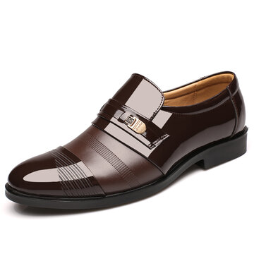 Men Cap Toe Pointed Toe Slip On Business Formal Shoes
