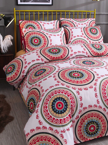 2/3 Pcs Bohemian National Style Geometric Pattern Comfy Bedding Set Duvet Cover Pillowcase