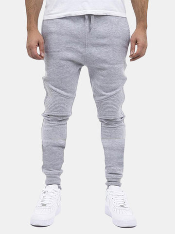 

Mens Fashion Sport Jogger Pants Elastic Waist Drawstring Solid Color Casual Sportwear, Gray black