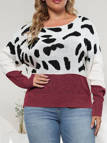 Contrast Color Zebra Print Sweater