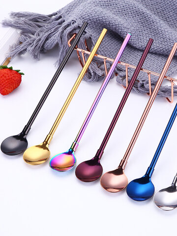 Stainless Steel Straw Mixing Spoon