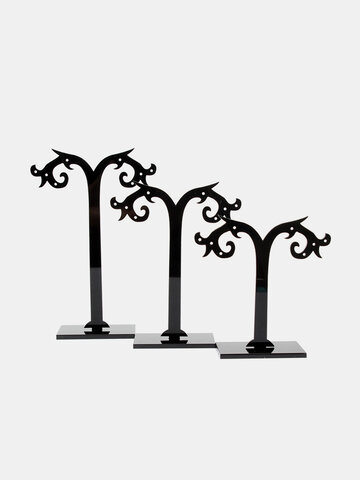 3 pezzi Black Supporto per gioielli a forma di albero in acrilico trasparente Display