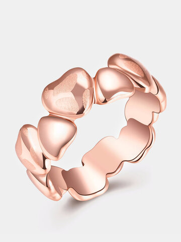 Simple Luxury Ring Rose Gold Heart to Heart Ring for Women Gift