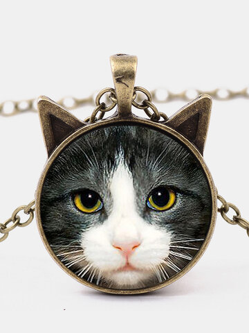 Black White Cat Necklace