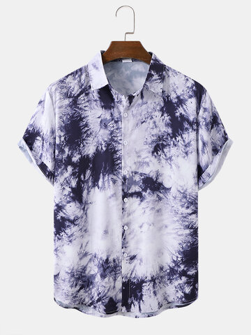 Tie Dye Print Lapel Shirts