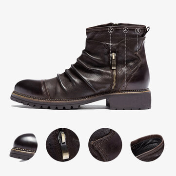 Men Retro Leather Non Slip Casual Boots
