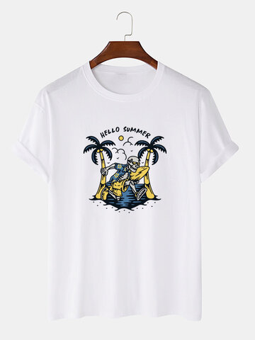 Coconut Tree Skeleton Print T-Shirts