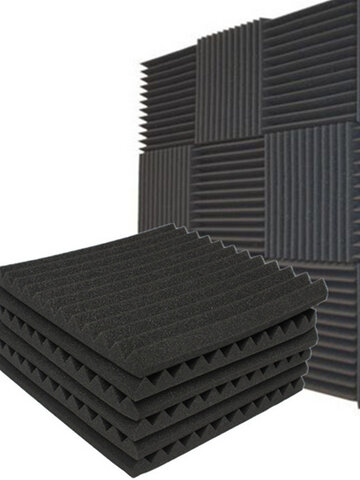 12PCS Black Soundproofing Foam Acoustic Wall Panel Sound insulation Foam Studio Wall Tiles