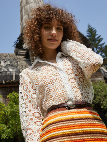 Crochet Floral Lace Hollow Shirt