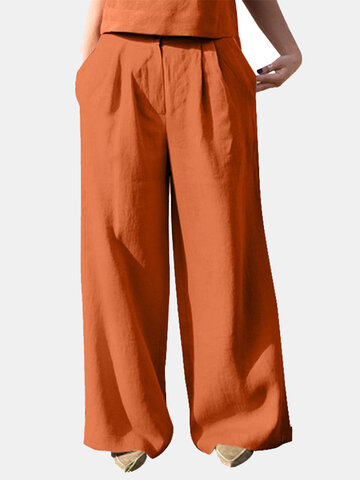 Pantalon large à poche unie