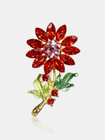 Sweet Colorful Crystal Flower Brooches