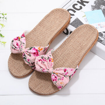  Floral Pattern Bow Knot Slippers