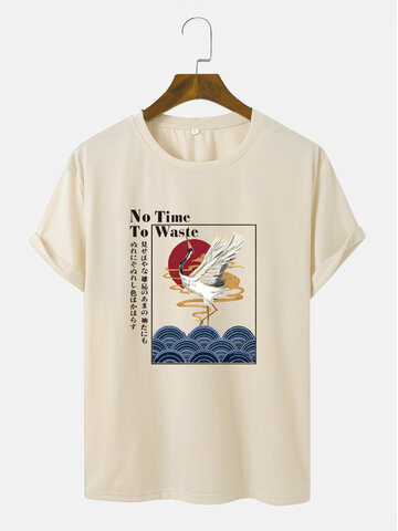 Crane Slogan Print T-Shirts