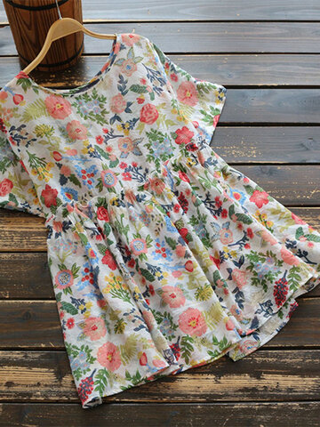 Блуза с цветочным принтом и оборками