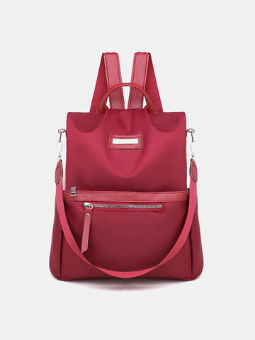 Women Anti-theft Solid Oxford Backpack