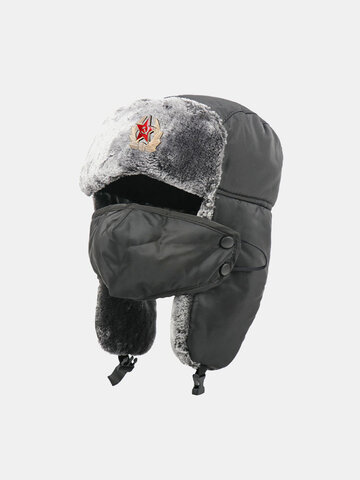 Men Soviet Badge Waterproof Trapper Hat