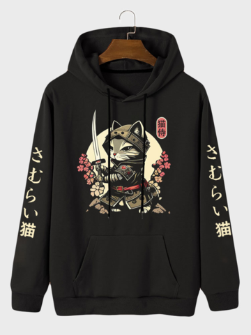 Warrior Cat Sleeve Print Hoodies