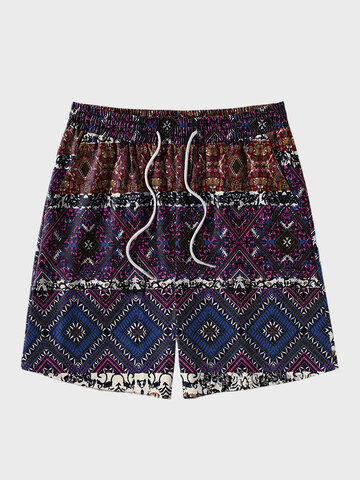 Pantaloncini patchwork con stampa geo etnica