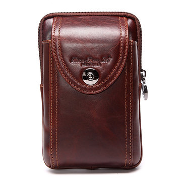 6'' Universal Genuine Leather Smartphone Bag Waist Bag Men Card Bag Cellphone Bag Crossbody Bag