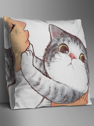 Double-sided Cartoon Cat Cushion Cover