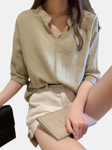 

Season New Fashion Temperament Chiffon Shirt Female Design Sense Minority Shirt Loose Short-sleeved Shirt